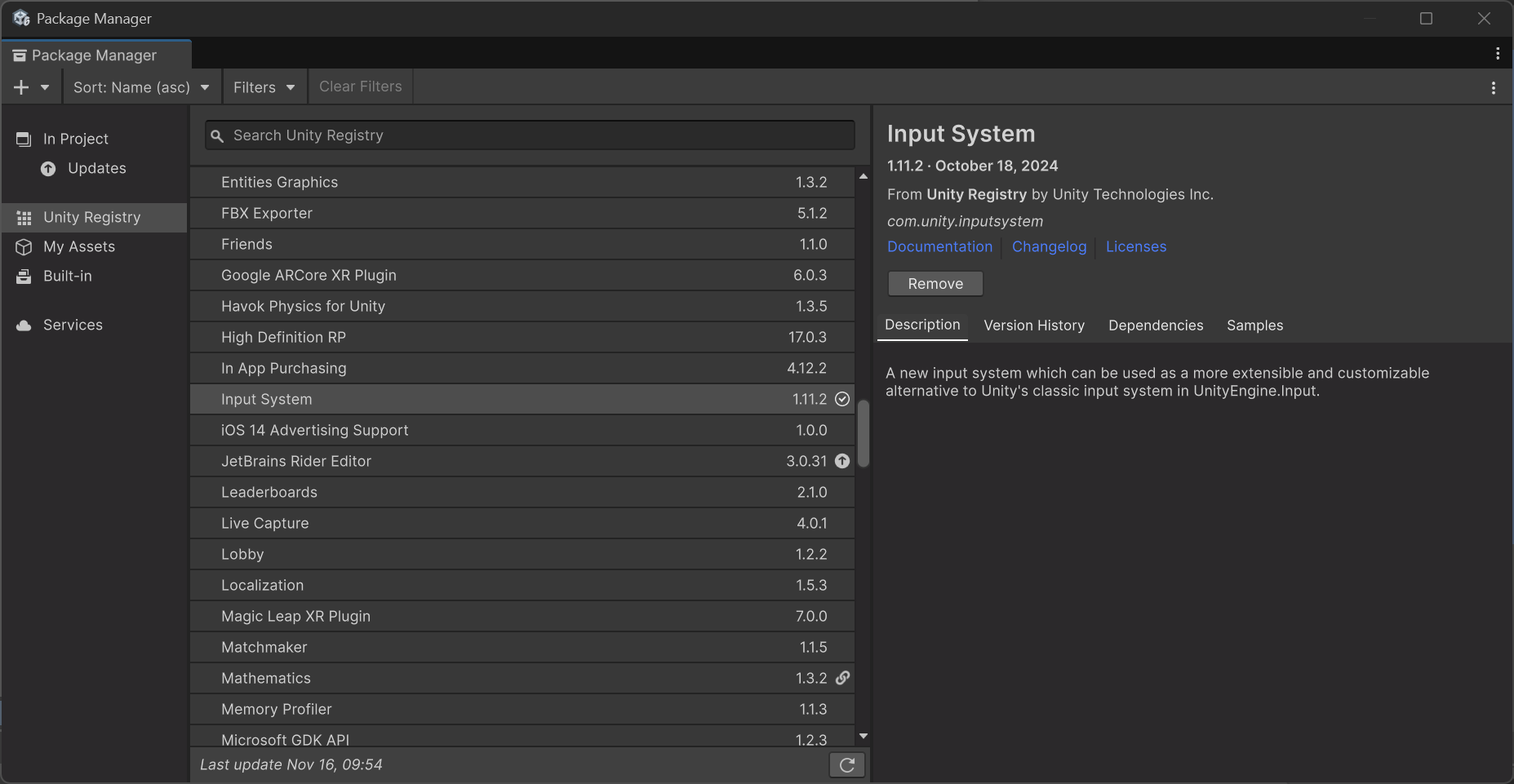 Import Input System Package